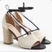 J. Crew Shoes | J. Crew Stella Heels Canvas With Leather Straps Espadrille Heel Size 10 | Color: Black/Cream | Size: 10
