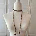 Madewell Jewelry | Madewell Leather Lariat Necklace In Brown Suede | Color: Brown/Gold | Size: Os