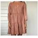 Zara Dresses | Brown Zara Faux Leather V-Neck Dress, Size Small | Color: Tan | Size: S