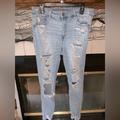 American Eagle Outfitters Pants & Jumpsuits | American Eagle Next Level Stretch Distressed High Rise Jeggings Sz 12. | Color: Blue/White | Size: 12