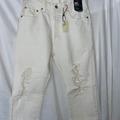 Levi's Jeans | Levi's 501 Cropped White Denim Women's Distressed Jeans | Color: White | Size: 29 X 26