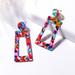 Anthropologie Jewelry | 2/$35 Anthropologie Colorful Marbled Mosaic Acrylic Cutout Drop Earrings | Color: Blue/Red | Size: Os