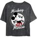 Disney Tops | Disney Characters Mickey Mouse 28 Women's Mineral Wash Short Sleeve Crop Tee, | Color: Black/Gray | Size: 2x