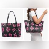 Kate Spade Bags | Kate Spade Black Floral Print Coated Canvas Hawthorne Lane Ryan Tote New | Color: Black/Pink | Size: Os