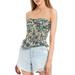 Free People Tops | Free People One More Time Floral Print Smocked Crop Tube Top | Color: Green/Pink | Size: L