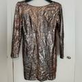 Jessica Simpson Dresses | Jessica Simpson Dresses L Long Sleeve Sequin Sheath Dress Size 12 | Color: Brown/Gold | Size: 12