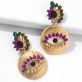 Anthropologie Jewelry | Anthropologie Gold Plated Purple Black Green Crystal Cluster Drop Eye Ea | Color: Gold/Purple | Size: Os