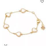 Kate Spade Jewelry | Kate Spade New York Gold-Tone Pav & Mother-Of-Pearl Heart Link Bracelet | Color: Gold/Silver | Size: Os