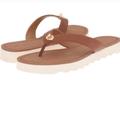 Coach Shoes | Coach Shelly Leather Thong Sandal 8.5b Brown Semi-Matte Calf | Color: Brown | Size: 8.5