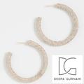 Anthropologie Jewelry | Deepa Gurnani Earrings Ozari Glitter Wrap Textured Hoop Champagne Gold | Color: Gold | Size: O/S