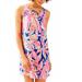 Lilly Pulitzer Dresses | Lilly Pulitzer Resort Navy Banana Flamb Silk Jackie Shift Dress Xs | Color: Blue/Pink | Size: Xs