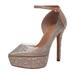 Jessica Simpson Shoes | Jessica Simpson Women's Ormanda2 Embellished Platform Pumps Clear/Buff 10m Nib | Color: Gray/Silver | Size: 10m