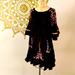 Free People Dresses | Free People Black Floral Cotton Embroidered Tunic Dress. M | Color: Black/Purple | Size: M