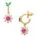 Kate Spade Jewelry | Kate Spade New Bloom Crystal Flower Multi Color Huggie Gold Hoop Earrings | Color: Green/Pink | Size: Os