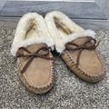 J. Crew Shoes | J. Crew Suede Faux-Shearling Moccasin Slippers Ash 8 | Color: Brown/Cream | Size: 8