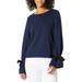 J. Crew Sweaters | J. Crew Women's Navy And Black Sweatshirt With Tie Bell Sleeves, S | Color: Black/Blue | Size: S