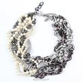 J. Crew Jewelry | Fenton For J. Crew Women's Chunky Chain & Pearl Twisted Statement Bib Choker | Color: Cream/Silver | Size: Os