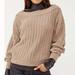 Free People Sweaters | Free People Cabin Fever Pullover Sweater Off The Shoulder Wide Rib Knit Taupe-Xs | Color: Tan | Size: Xs