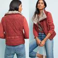 Anthropologie Jackets & Coats | Marrakech Anthro Quilted Aviator Jacket Rust Red Moto Diamond Faux Fur Collar | Color: Gray/Red | Size: S