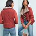 Anthropologie Jackets & Coats | Marrakech Anthro Quilted Aviator Jacket Rust Red Moto Diamond Faux Fur Collar | Color: Gray/Red | Size: S