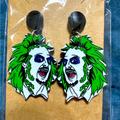 Disney Jewelry | New Beetle Juice Earrings-Nickel Free | Color: Green/White | Size: Os