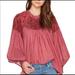 Free People Tops | Free People Have It My Way Embroidered Beaded Top, L | Color: Red | Size: L