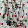 Disney Jewelry | Disney Mickey Mouse 3pc Lot/Set Silver Blue/Iridescent/Purple Crystal Necklaces | Color: Blue/Purple/Red/Silver | Size: 3pc Set