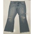 American Eagle Outfitters Jeans | American Eagle Vintage Y2k Light Wash True Boot Jeans Size 14 Short Distressed | Color: Blue | Size: 14p