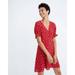 Madewell Dresses | Madewell 100% Silk Ruffle-Sleeve Button-Front Dress In Little Lilies Size 4 | Color: Red | Size: 4