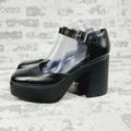 Free People Shoes | New Free People Gwen Black Leather Mary Jane Ankle Strap Platform Heels I831 | Color: Black | Size: 10