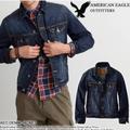 American Eagle Outfitters Jackets & Coats | American Eagle Outfitters Dark Denim Jean Jacket Mens Sz Small Unisex Western | Color: Blue/Tan | Size: S