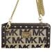 Michael Kors Bags | Michael Kors Crossbody Purse From Wallet Mk Bag Gold Chain Canvas Leather Trim | Color: Black/Gray | Size: Os