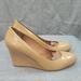 Coach Shoes | Coach Roni Wedge Patent Leather Heels Pumps, Nude / Tan - Women's Size 9b | Color: Tan | Size: 9