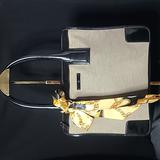 Gucci Bags | Gucci Sale! 1990's Plate Handbag Tote Bag Beige Canvas Black Patent Leather | Color: Black/Tan | Size: H9.64'' X W11.81'' X D3.93''