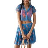 Free People Other | Free People Florence Mesh Set In Blue Combo Size Large Nwot | Color: Blue/Orange | Size: Large