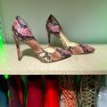 Jessica Simpson Shoes | Jessica Simpson D’orsay Snakeprint Pointed Toe Pumps | Color: Pink/Tan | Size: 6