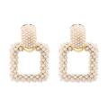 Anthropologie Jewelry | Anthropologie Gold Plated Square Pearl Cluster Cutout Drop Earrings D14 | Color: Gold/White | Size: Os