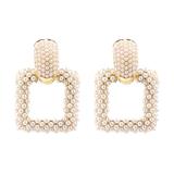 Anthropologie Jewelry | Anthropologie Gold Plated Square Pearl Cluster Cutout Drop Earrings D14 | Color: Gold/White | Size: Os