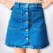 Zara Skirts | Euc Zara Premium Denim Blue Jean Button Mini Skirt, Size 28 | Color: Blue | Size: 28