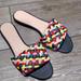 J. Crew Shoes | J. Crew Pink, Yellow, Red, Green And Blue Woven Slides. Size 8 | Color: Green/Pink | Size: 8