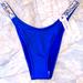 Victoria's Secret Swim | Medium Victorias Secret Swim Bombshell Bikini Bottom Silver Shine Strap Blue | Color: Blue/Silver | Size: M