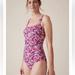 Athleta Swim | Athleta Square Neck One Piece Swimsuit // Elysian Floral Pink | Color: Blue/Pink | Size: Various