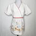 Disney Tops | Disney Winnie The Pooh Scrub Top Sz M Drawstring Tie Back White Pockets Empire | Color: Red/White | Size: M