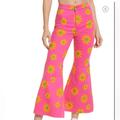 Free People Jeans | Free People Youthquake Printed Crop Flare Jeans | Color: Pink/Yellow | Size: 30