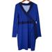 Athleta Dresses | Athleta Womens Wellington Blue Floral Faux Wrap Athleisure Dress Size L Stretch | Color: Blue | Size: L