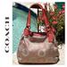 Coach Bags | Coach Ashley Op Art Dotted Hobo/Shoulder/Handbag In Khaki & Coral, Gold-Toned Hw | Color: Brown/Gold/Tan | Size: 11”L X 9”H X 5”D