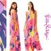 Lilly Pulitzer Dresses | Lilly Pulitzer Tenley Printed Crepe Maxi Slip Dress Size Xxs/Xs | Color: Blue/Pink | Size: Xs