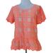 Anthropologie Tops | Anthropologie Leifsdottir Bright Neon Orange Lacepane Peplum Blouse Size 4 | Color: Cream/Orange | Size: 4