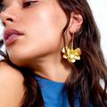 Anthropologie Jewelry | Anthropologie Gold Plated Long Floral Drop Earrings D9 | Color: Gold | Size: Large