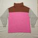 Free People Sweaters | Free People Womens Pullover Sweater Size L Pink Tan Turtleneck Colorblock | Color: Pink/Tan | Size: L